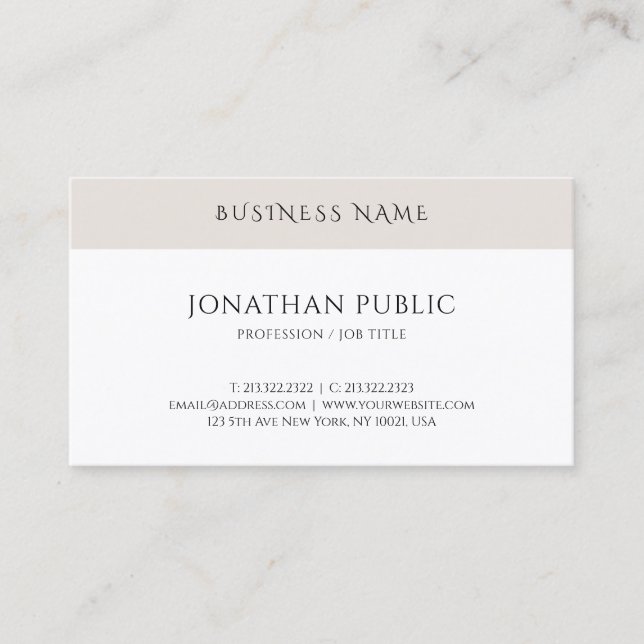 Professional Minimalist Template Modern Simple Top Business Card (Front)