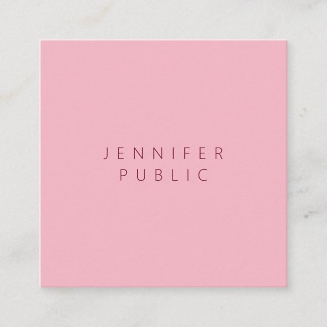Professional Minimalist Template Pale Pink Modern Square Business Card (Front)