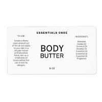 Professional Minimalist White Body Butter Labels
