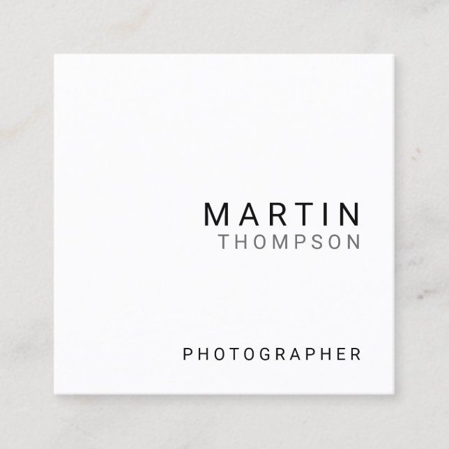 Professional Minimalist White Square Business Card (Front)