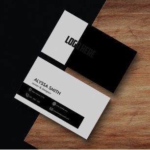 Professional Minimalistic Black White Modern Logo Business Card