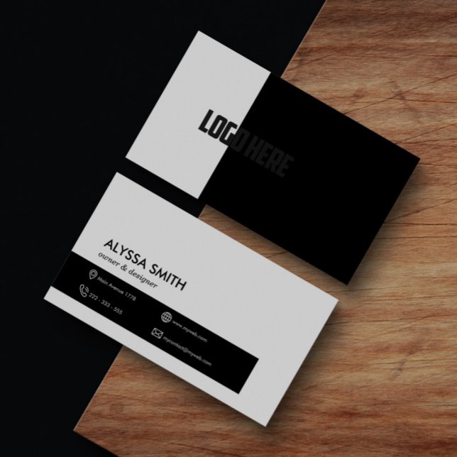 Professional Minimalistic Black White Modern Logo Business Card (Creator Uploaded)