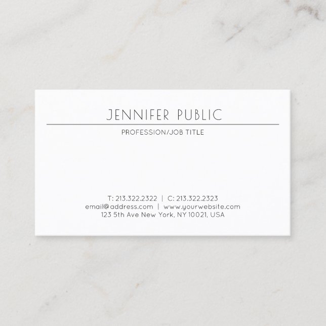 Professional Minimalistic Plain Elegant Modern Business Card (Front)