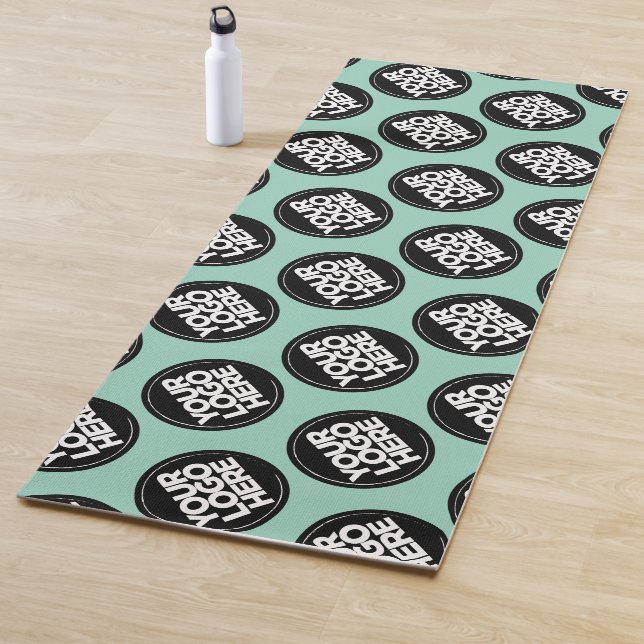 Professional Mint Green Repeating Logo Background Yoga Mat (In Situ)