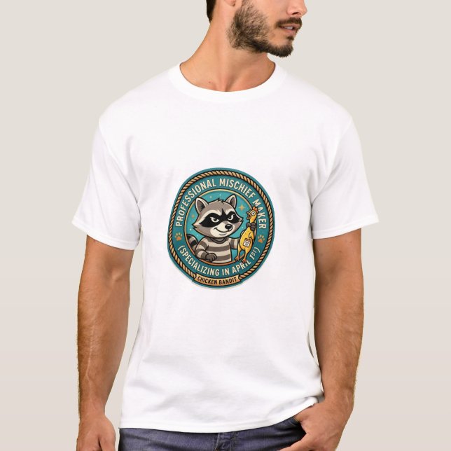 Professional Mischief Maker Raccoon Funny Tee (Front)