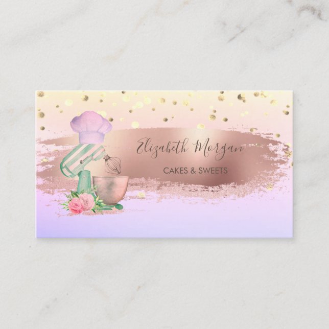Professional Mixer Flower Confetti, Brush Stroke Business Card (Front)