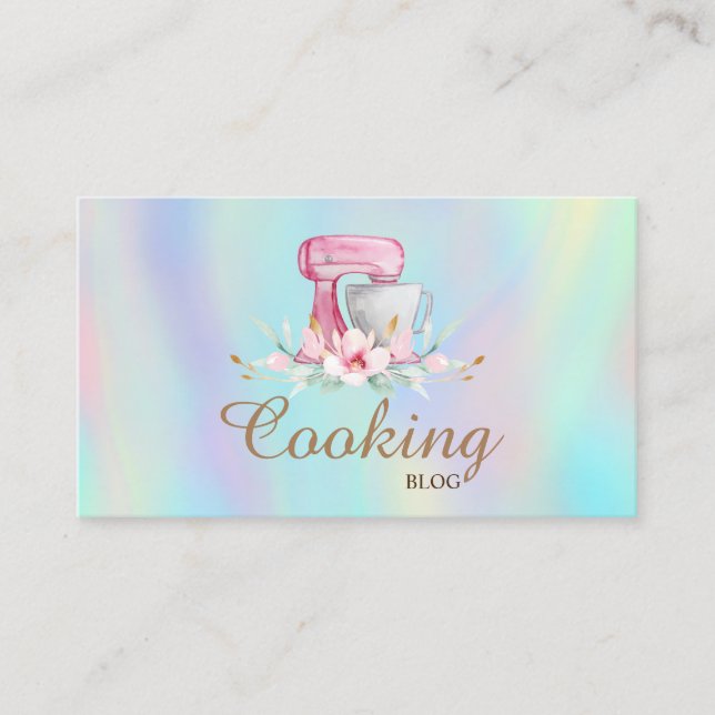 Professional,Mixer Flower,Cooking Holographic Business Card (Front)