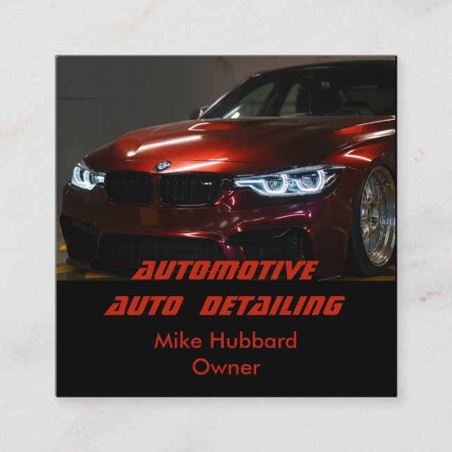Professional Mobile Auto Detailing Service Square Business Card (Front)