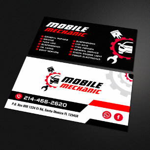 Professional Mobile Mechanic, Auto Repair Editable Business Card