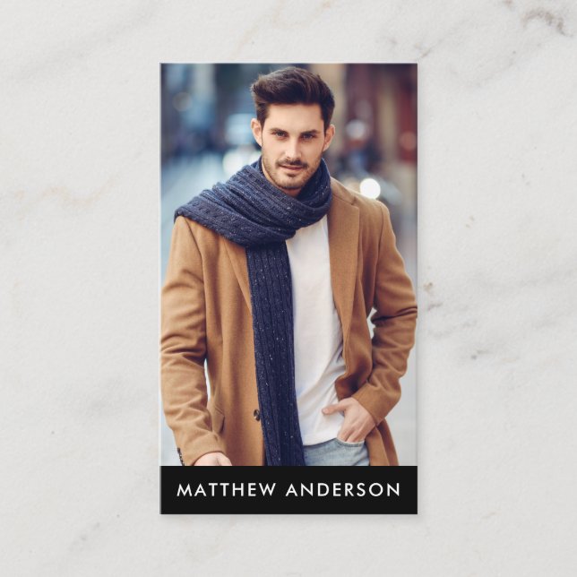 Professional Model Actor Photo Black Business Card (Front)