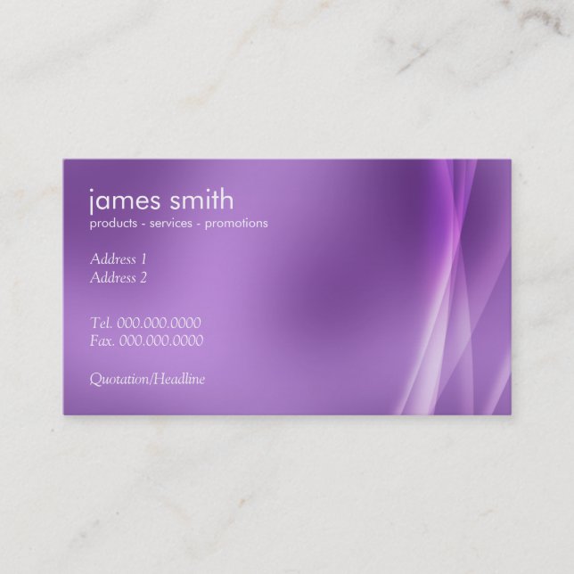 Professional Modern Abstract Purple Business Card (Front)