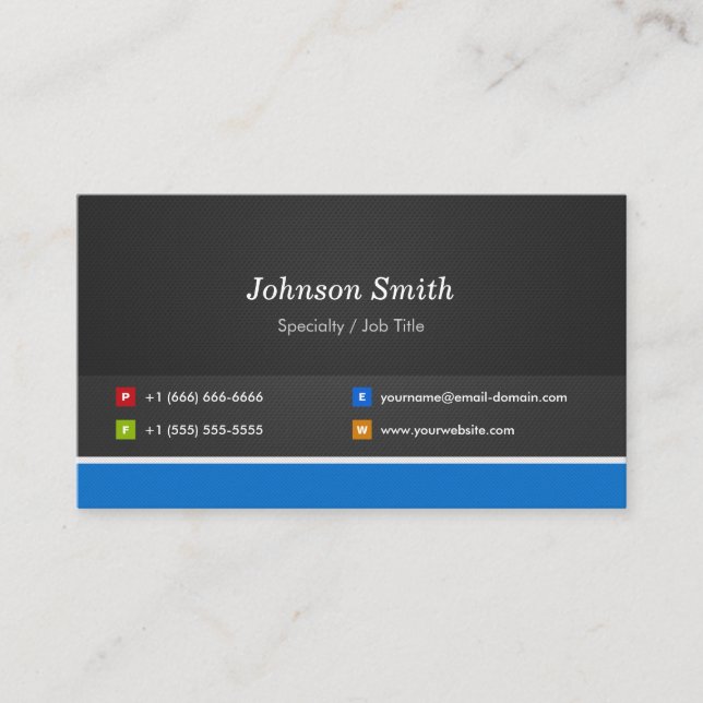 Professional Modern Black and Blue Corporate Business Card (Front)