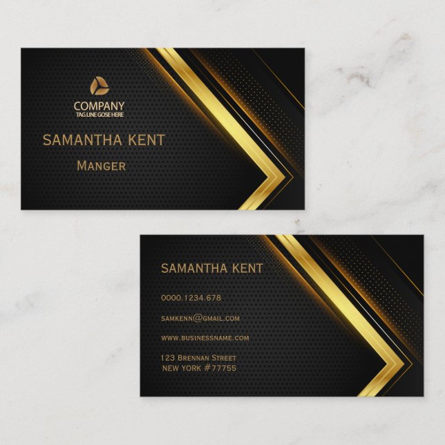 Professional Modern black and gold Business Card (Front/Back)