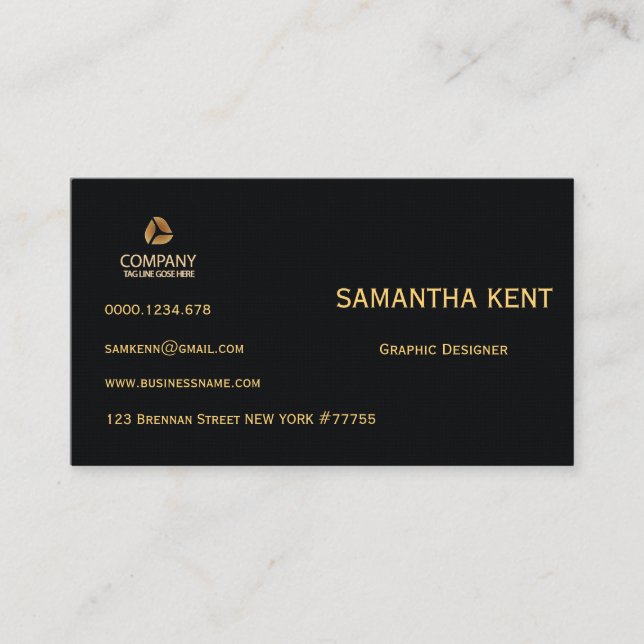 Professional Modern black and gold Business Card (Front)