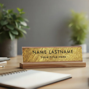 Professional Modern Black and Gold Office Desk Name Plate