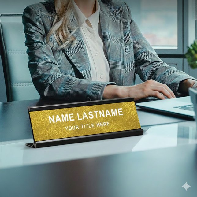 Professional Modern Black and Gold Office Desk Name Plate (Creator Uploaded)