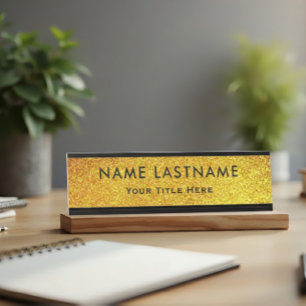 Professional Modern Black and Gold Office Desk Name Plate