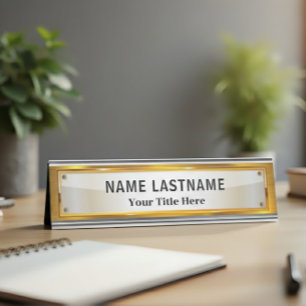 Professional Modern Black and Gold Office Desk Name Plate