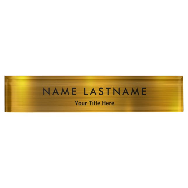 Professional Modern Black and Gold Office Nameplate (Front)