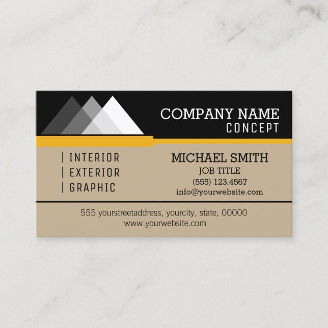 Professional Modern Black and Khaki Business Card (Front)