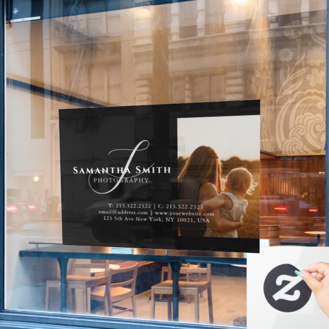 Professional Modern Black and White 4 Photos Window Cling (Cafe Window)