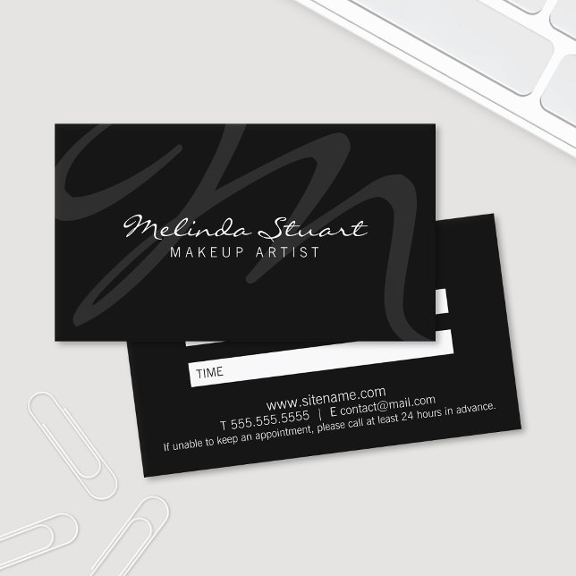 Professional Modern Black and White Appointment Card (Creator Uploaded)