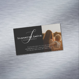 Professional Modern Black and White Photography Magnetic Business Card