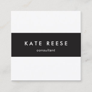 Professional Modern Black and White Striped Square Business Card