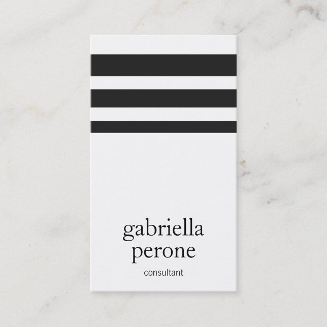 Professional Modern Black and White Stripes Business Card (Front)
