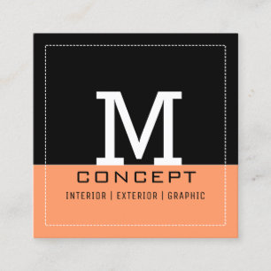 Professional Modern Black Atomic Monogram Square Business Card