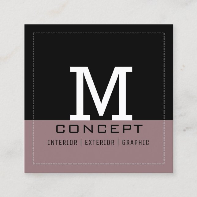 Professional Modern Black Bazaar Monogram Square Business Card (Front)