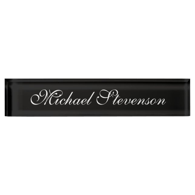 Professional Modern Black Business Desk Nameplate (Front)