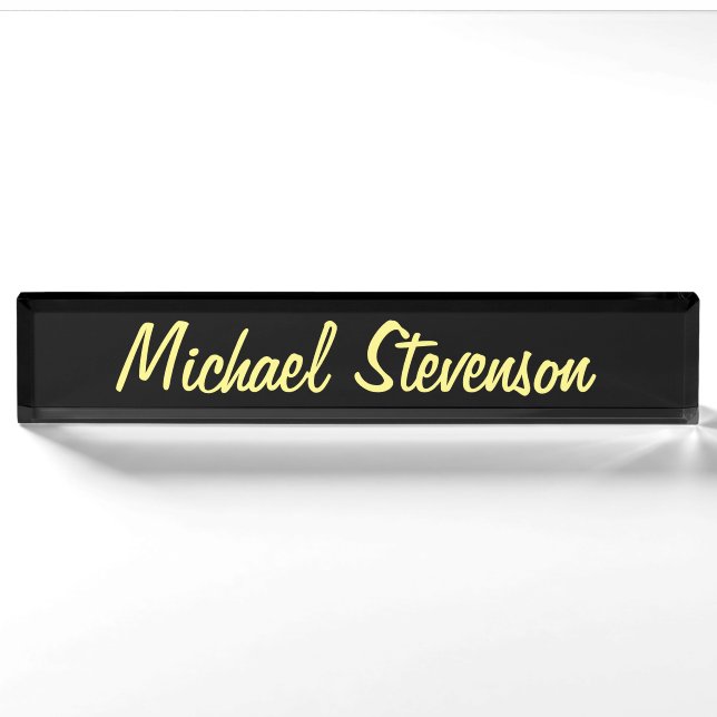 Professional Modern Black Business Desk Nameplate (Front)