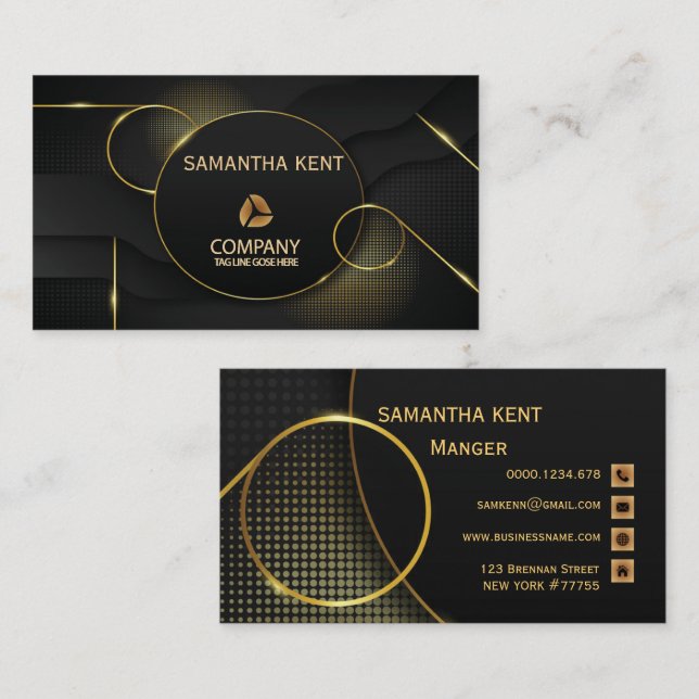 Professional Modern  black & Gold  Business Card (Front/Back)