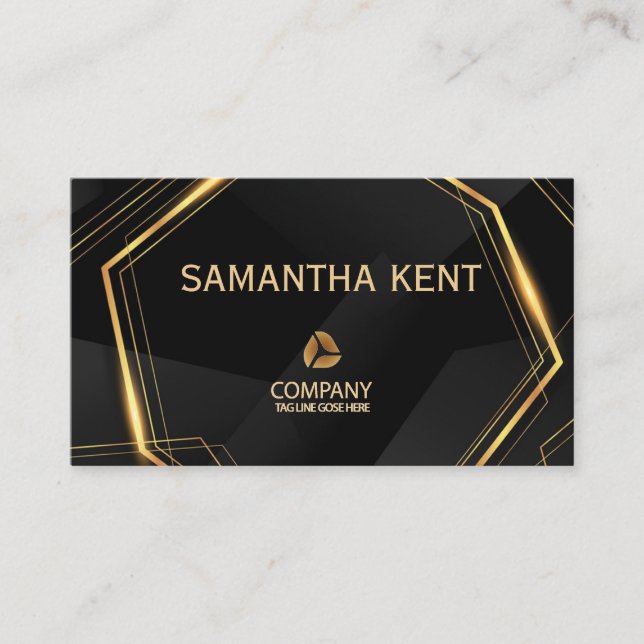 Professional Modern  black & Gold  Business Card (Front)