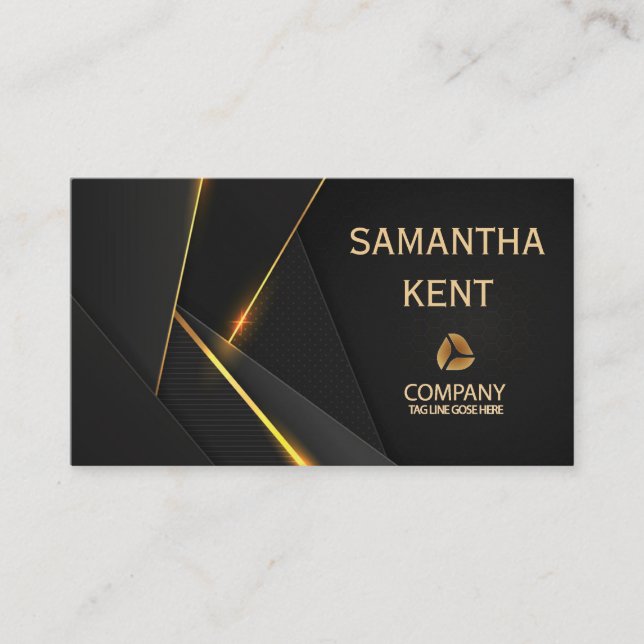 Professional Modern Black & Gold  Business Card (Front)