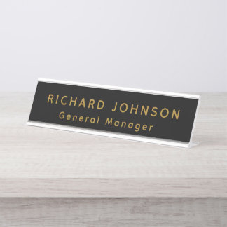 Professional Modern Black Gold Office Name Title Desk Name Plate