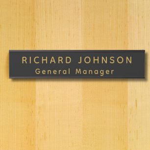 Professional Modern Black Gold Office Name Title  Door Sign