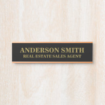Professional Modern Black Gold Office Name Title 