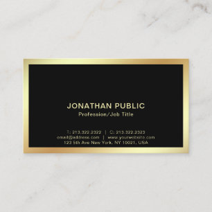 Professional Modern Black Gold Sophisticated Plain Business Card