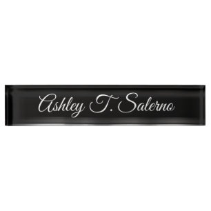 Professional Modern Black Grey Handwriting Script Nameplate