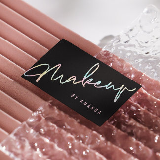 Professional Modern Black Makeup Artist Business Card