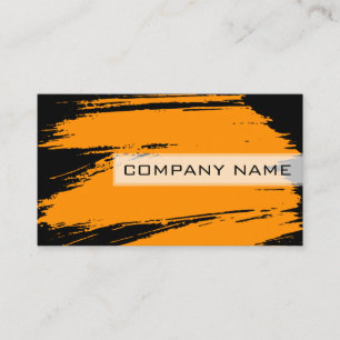 Professional Modern Black Orange Brush Stroke #2 Business Card