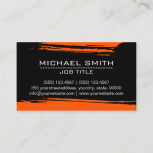 Professional Modern Black Orange Brush Stroke Business Card