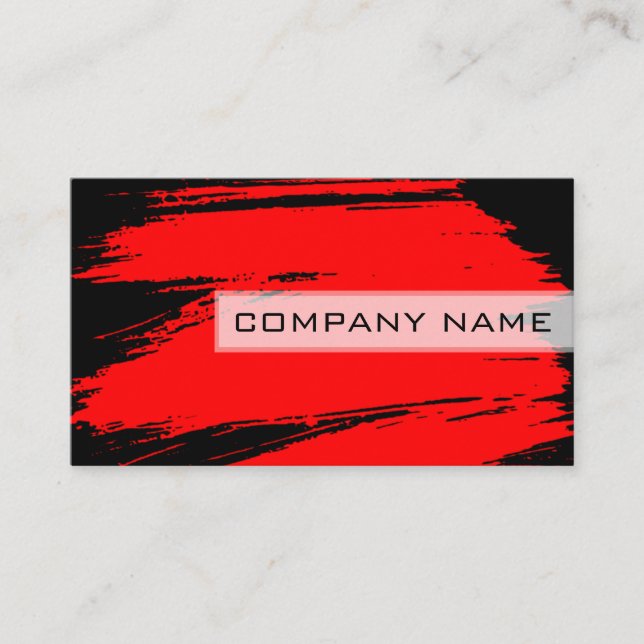 Professional Modern Black Red Brush Stroke Business Card (Front)