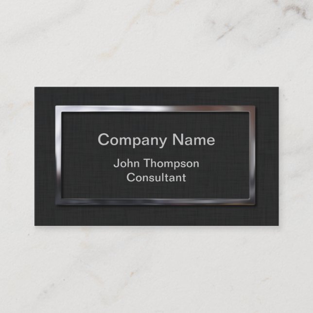 Professional Modern Black Silver Frame Business Card (Front)