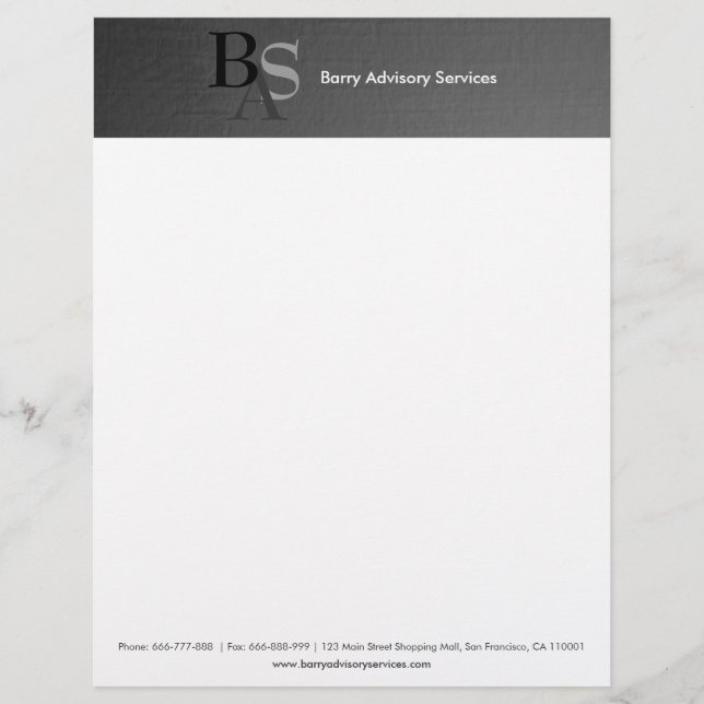 Professional Modern Black Simple Letterhead (Front)