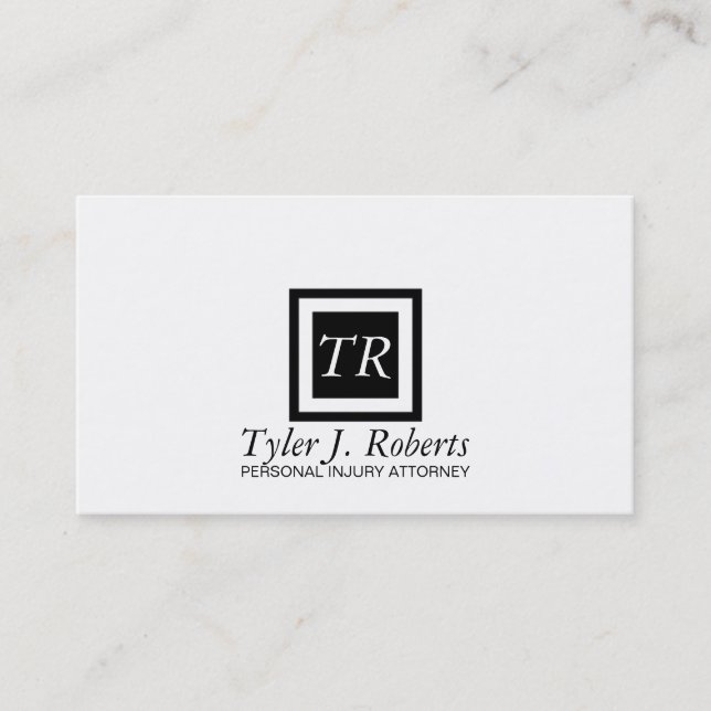 Professional Modern Black & White Attorney Lawyer Business Card (Front)
