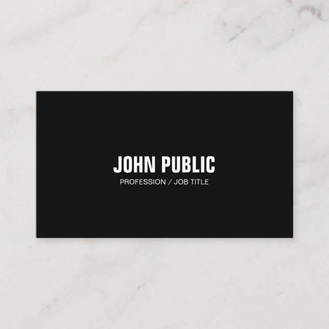 Professional Modern Black White Elegant Clean Business Card (Front)