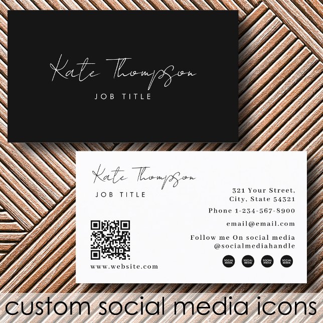 Professional Modern Black White Minimalist QR Code Business Card (Professional Modern Black White Minimalist QR Code Business Card)